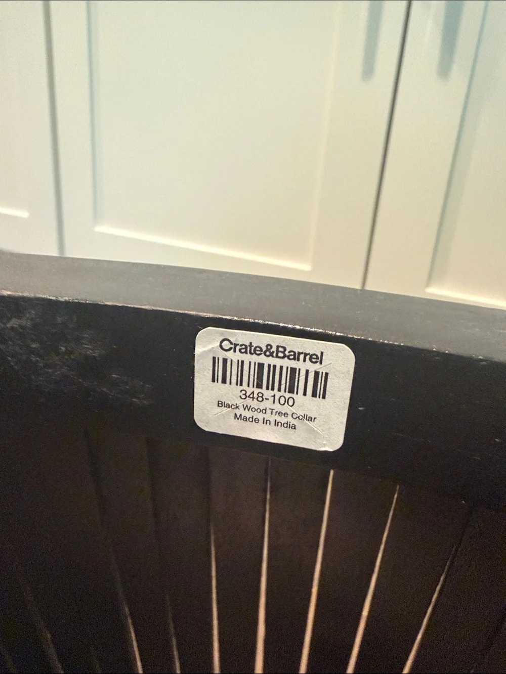Crate & Barrel Skei Black Wood Christmas Tree Collar 24